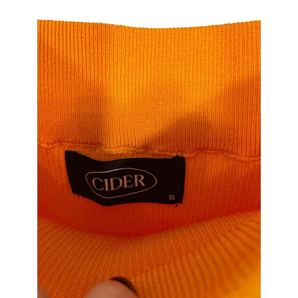 Cider Ribbed Midi Skirt Mustard Yellow Side Slit Bodycon Small Minimal Coastal - Picture 3 of 5
